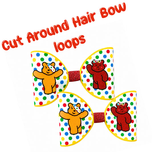 7 Blush & Pudsey inspired Cut around hair bow loops (Available in leatherette or canvas)3.5”
