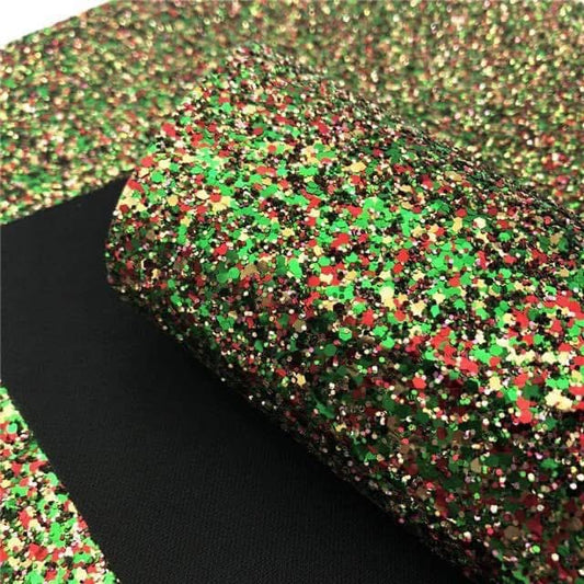 Christmas tree mixed chunky glitter fabric A4