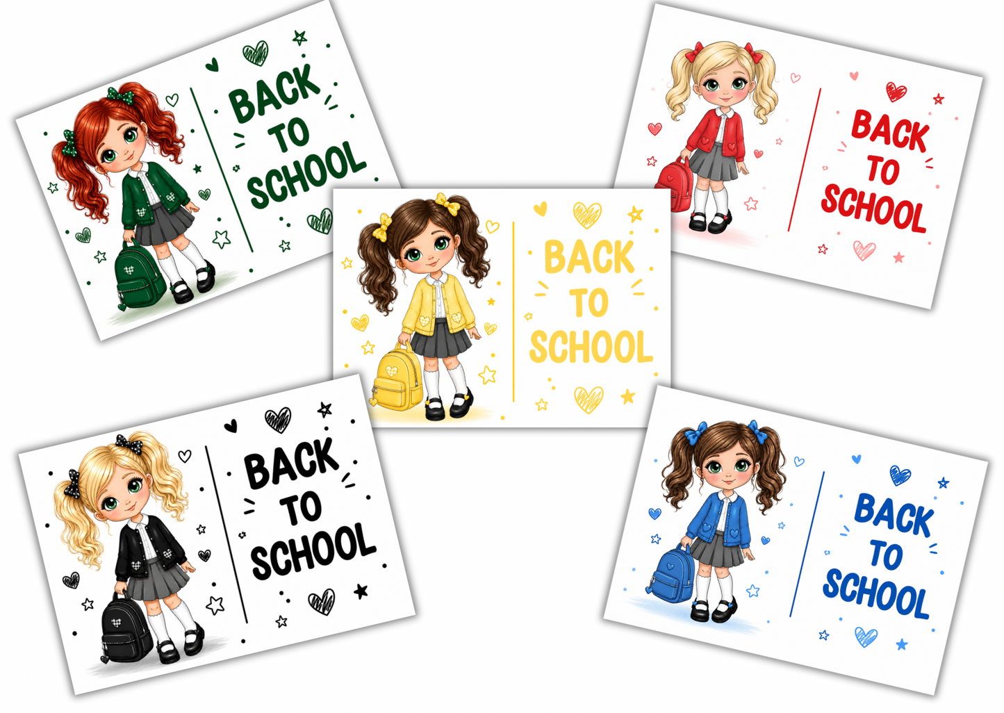 10 x Back to school Hair bows  display cards