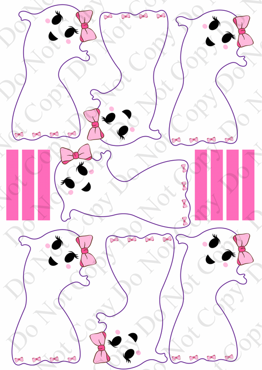 Beauty bow Ghost  pre printed canvas Pinch  bow loops x 7 including centre pieces 4”