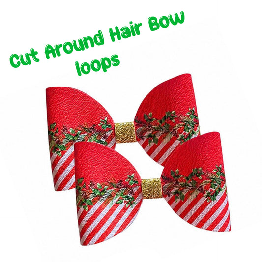 7 x Christmas Wreath pattern bow loops 3.5”