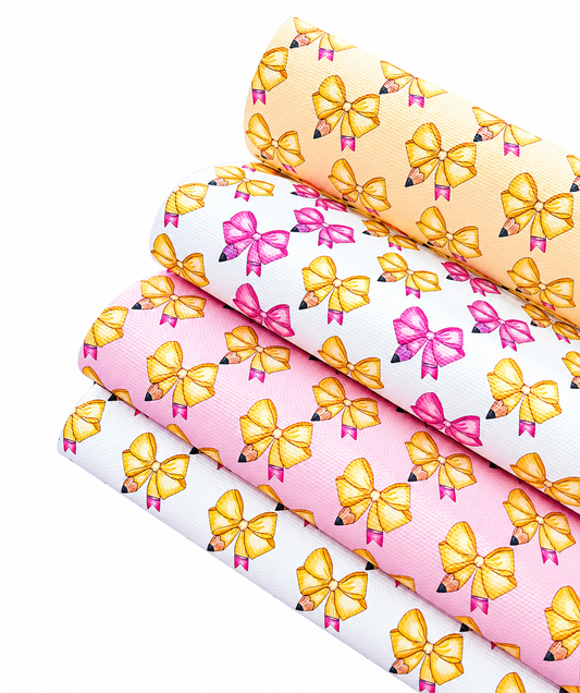Coquette Pencil bow canvas fabric A4 set