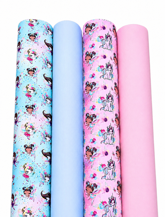 4 Piece Fairytale themed canvas fabric set A4