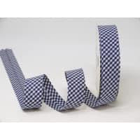 Navy blue gingham Bias Ribbon double sided 1 metre