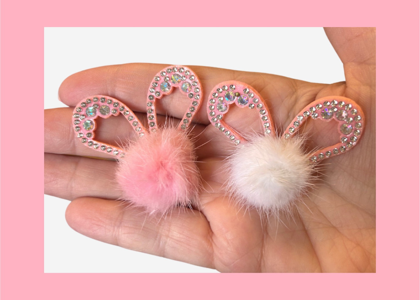 Rhinestone ear pom poms