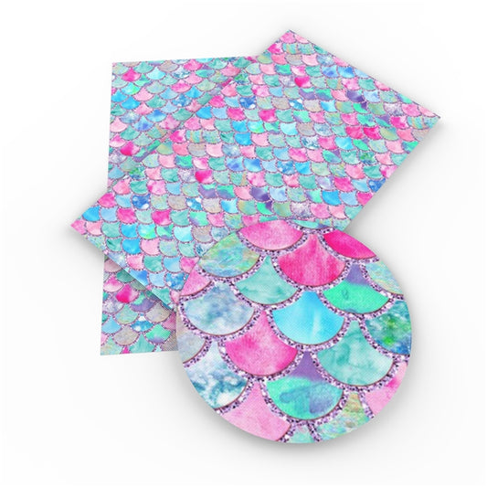 Mermaid tail patterned New Smooth leatherette fabric