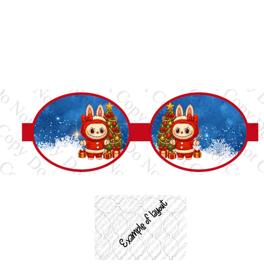 7 x Bubu monster Christmas themed bow loops 3.5”