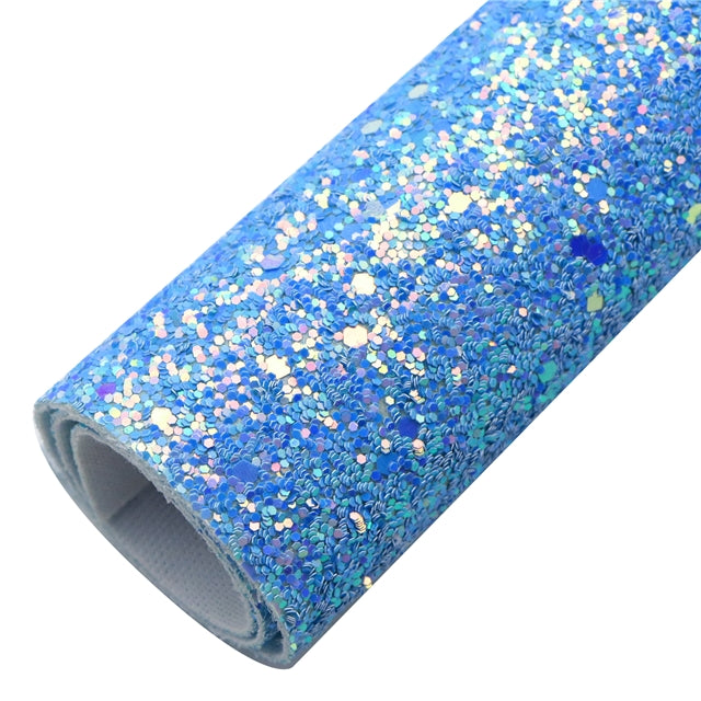 Blue chunky  glitter fabric A4