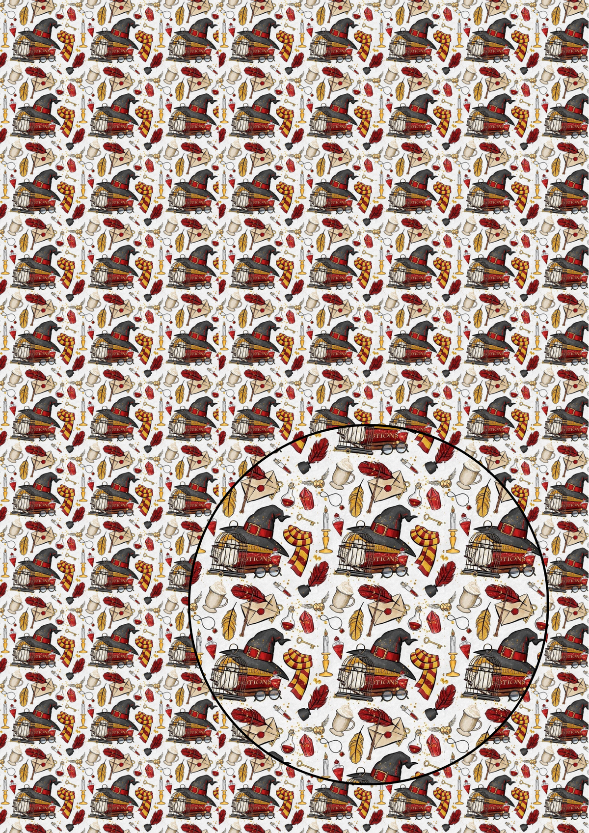 Hats & Spells pattern leatherette or Canvas fabric A4