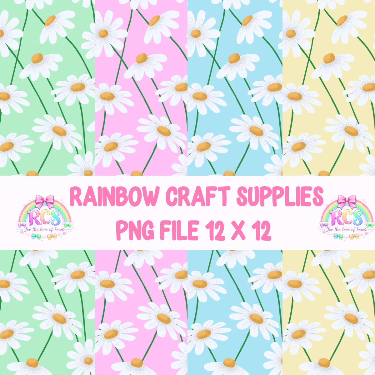 Daisies seamless pattern Set( PNG digital down loads )