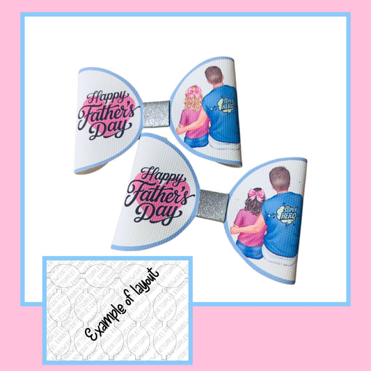 7 x Fathers day theme pre printed canvas hair bow loops 3.5”