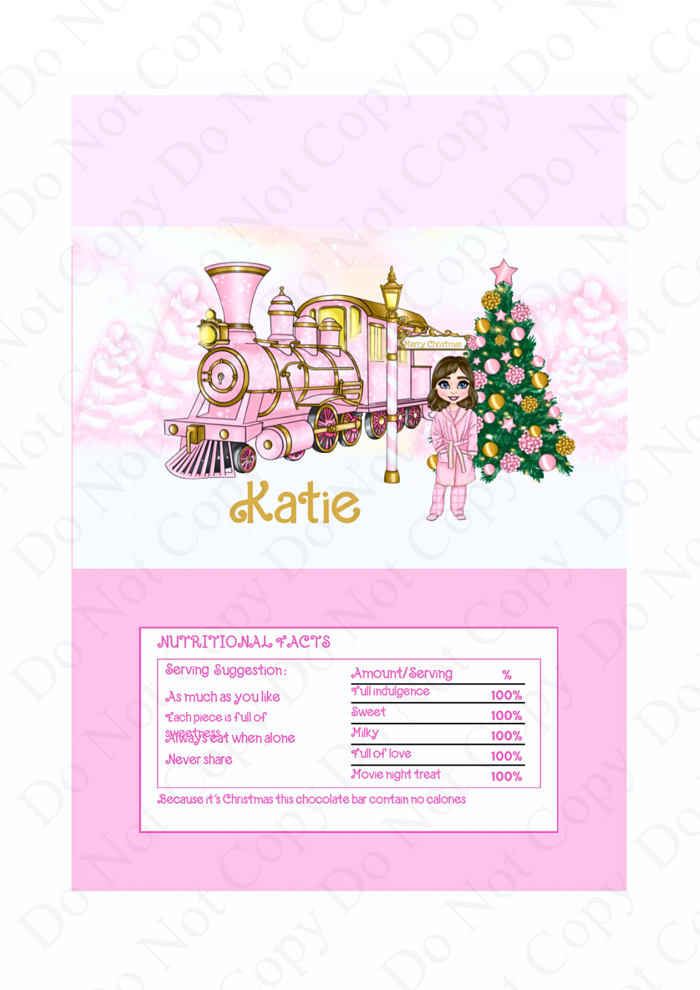 Personalised Chocolate wrapper Christmas train