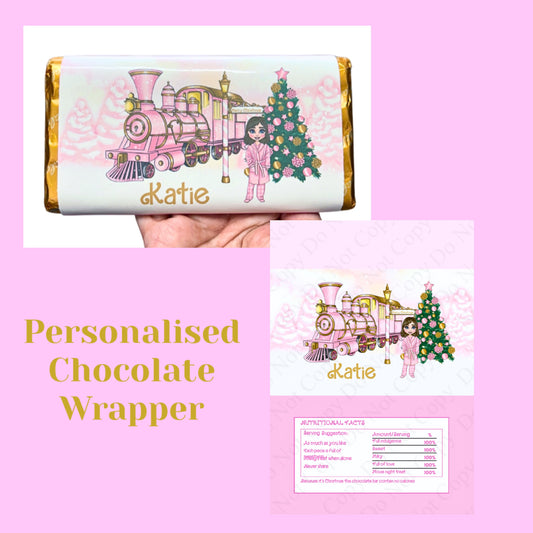 Personalised Chocolate wrapper Christmas train