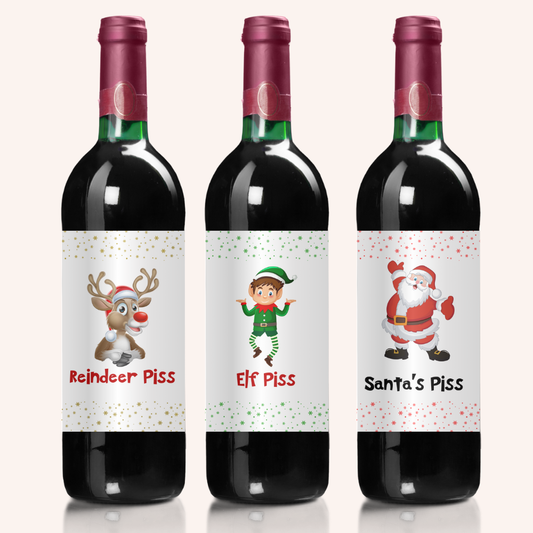 Funny Christmas self adhesive wine bottle labels