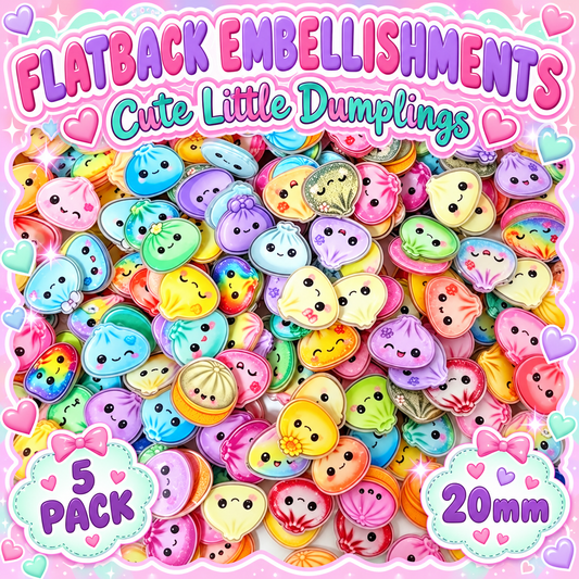 5 x Dumpling  Flatback Embellishments
