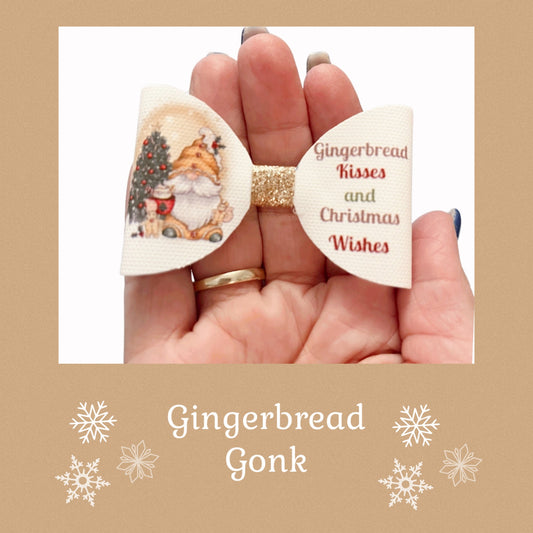 Ginger bread kisses pre printed canvas hair bow loops x 7