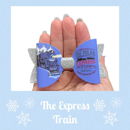 Polar Express Christmas pre printed canvas hair bow loops x 7