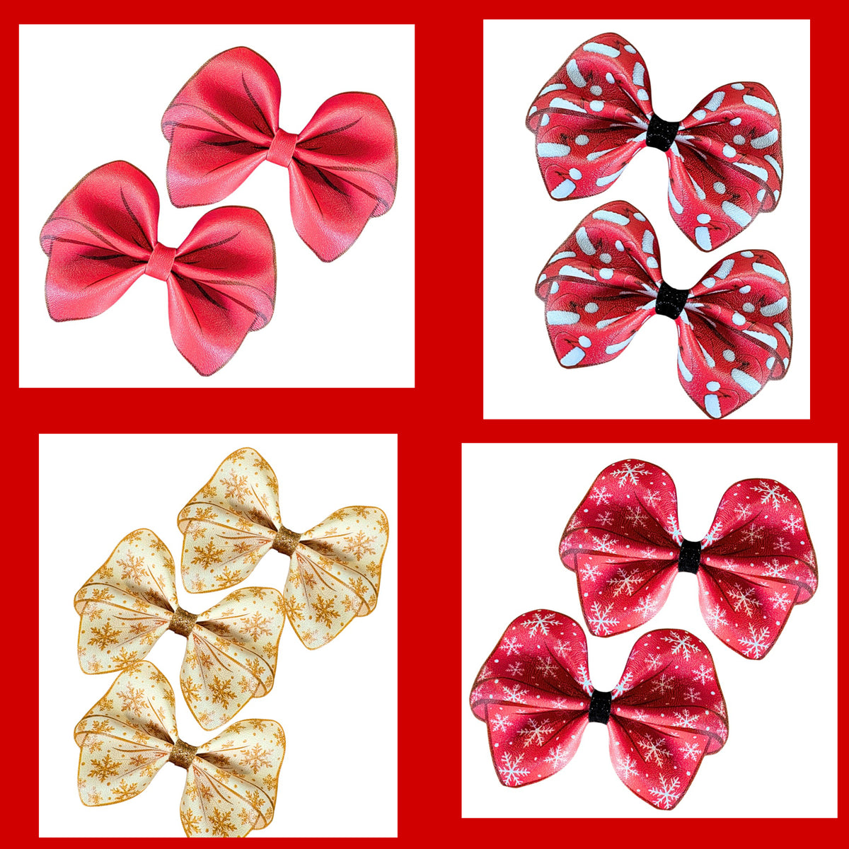 5 x Cut around Pinch bow set 3.5” Christmas theme(choice of pattern )