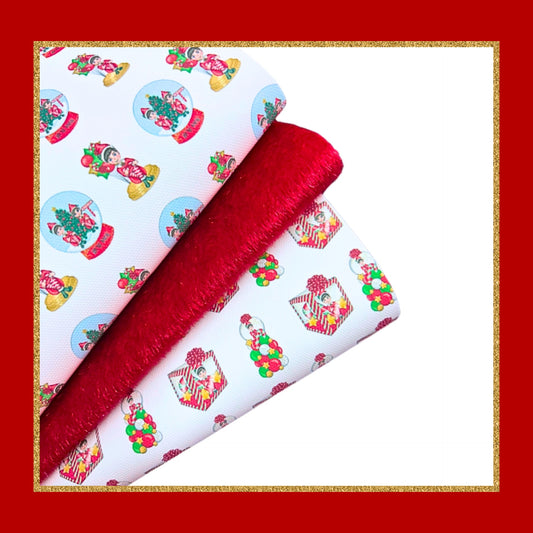 Naughty Elf canvas and fur fabric set A4