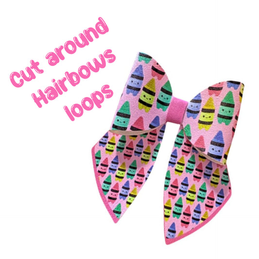 4 piece plushy Kawaii Crayon   leatherette bow loops and Sailor Tails 3.5”