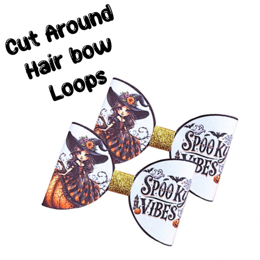Halloween pre printed canvas bow loops x 7 spooky vibes