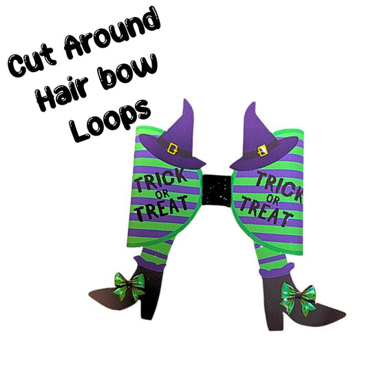 Halloween Witches Legs pre printed canvas bow loops x 4