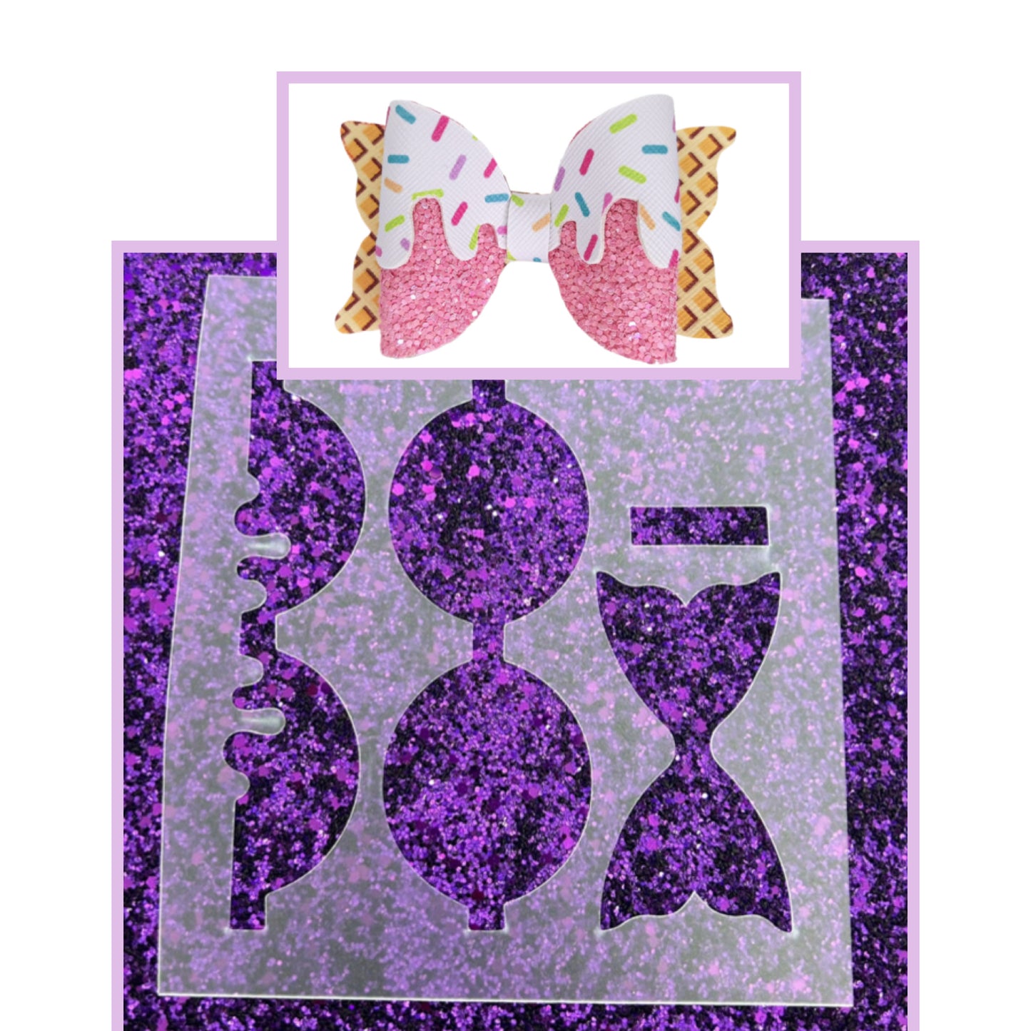 Ice cream sprinkles 3.5” hair bow stencil
