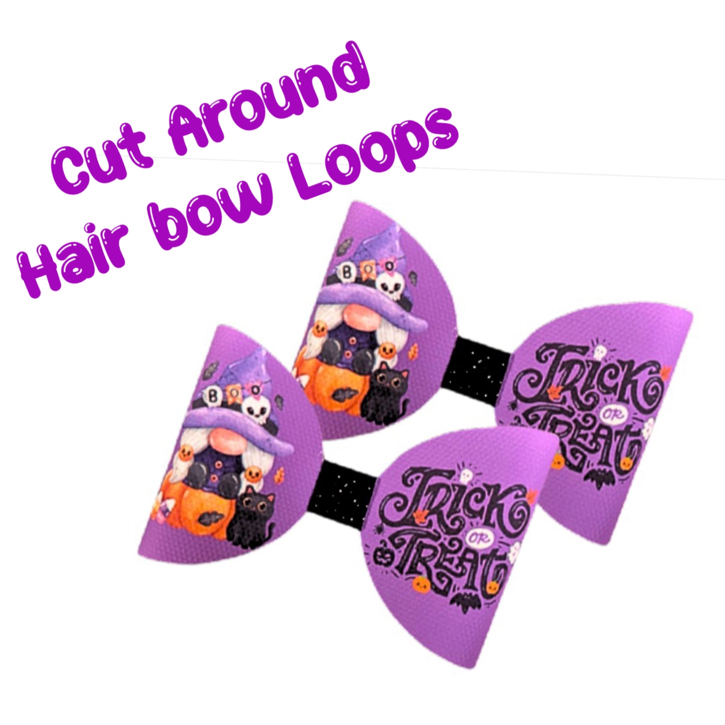 7 x Trick or Treat Halloween Cut around canvas bow loops 3.5”
