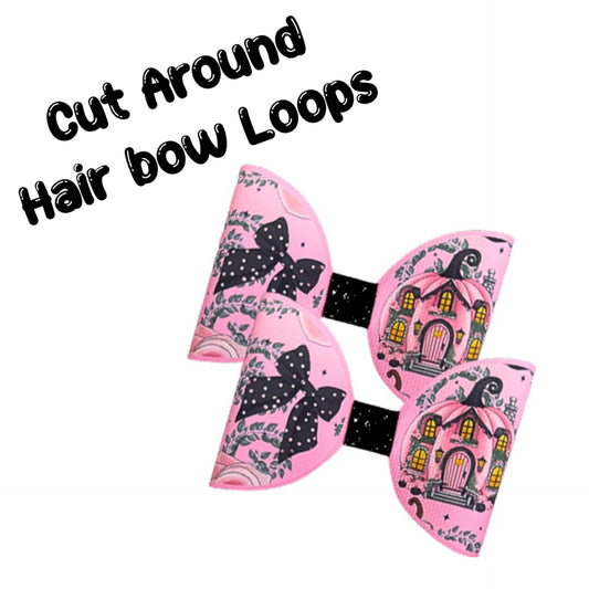 7 x Pumpkin house cut around canvas hair bow loops x 7