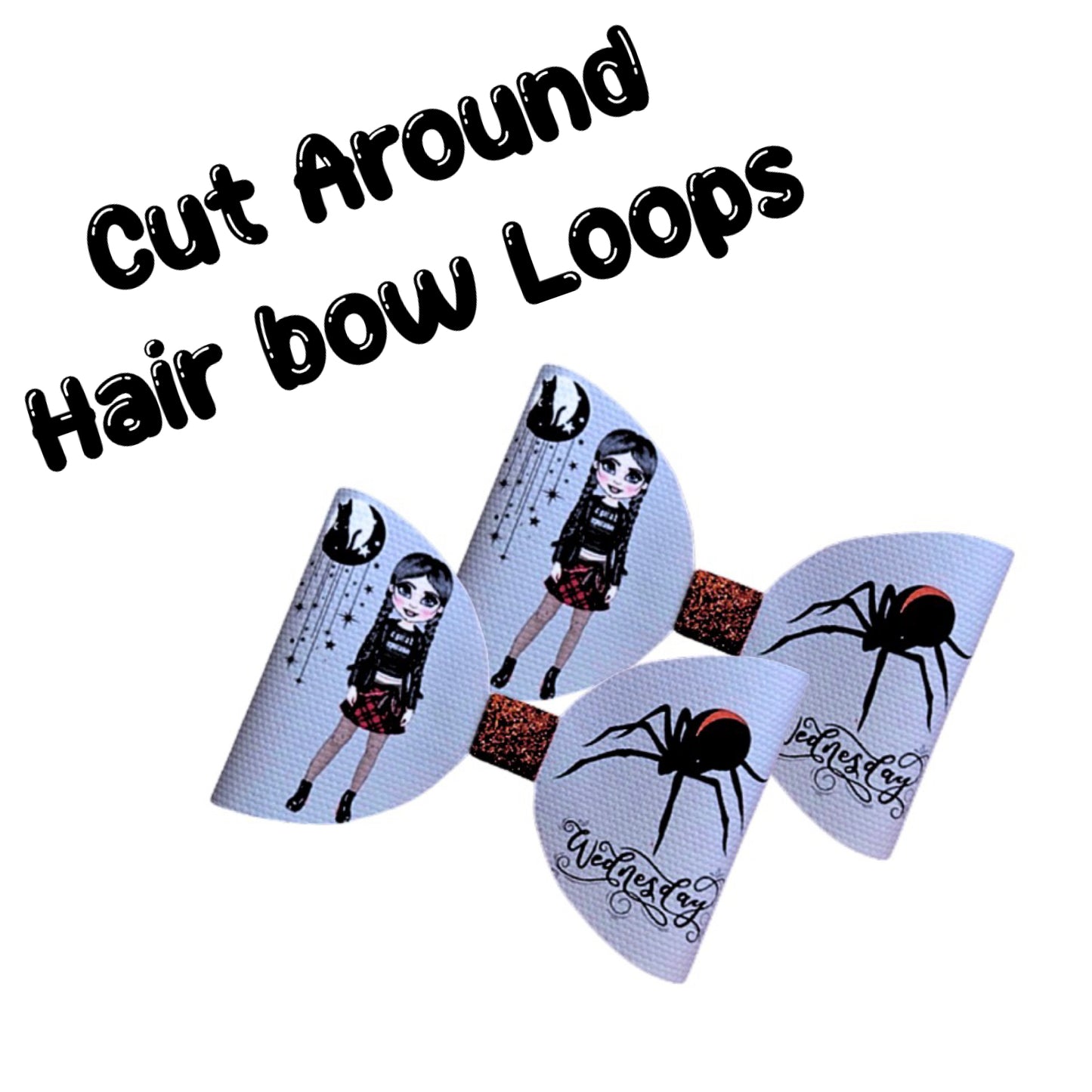 7 x Kooky creepy  Cut around canvas bow loops (3.5”)