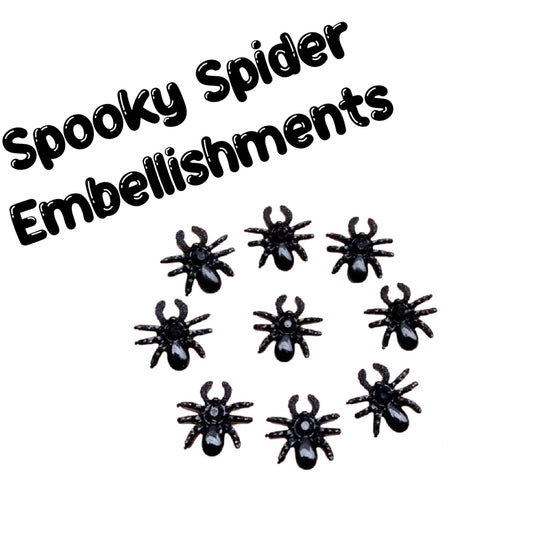 10 x Black Spider flatback embellishments