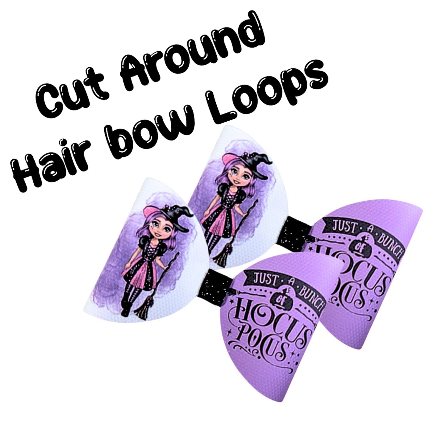 7 x Halloween with cut around  printed canvas bow loops 3.5”