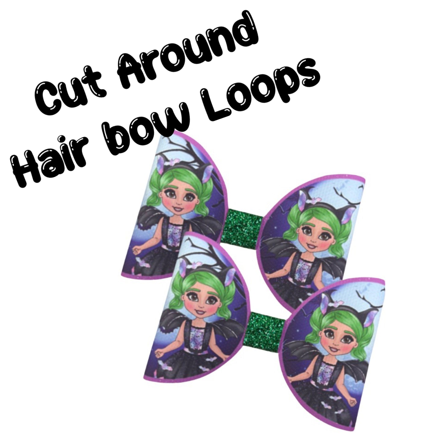 7 x Cute Witch Halloween cut around canvas bow loops x 7