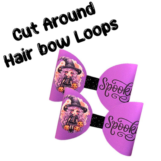 7 x Spooky witch  cut around canvas hair bow loops 3.5”