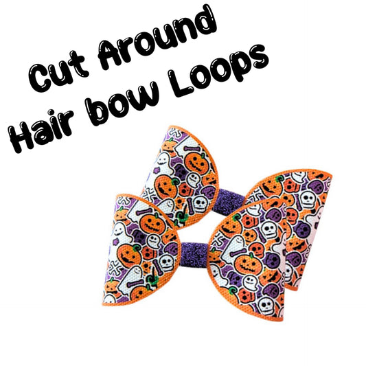 7 x Cute Cartoon  Halloween cut around canvas bow loops 3.5”