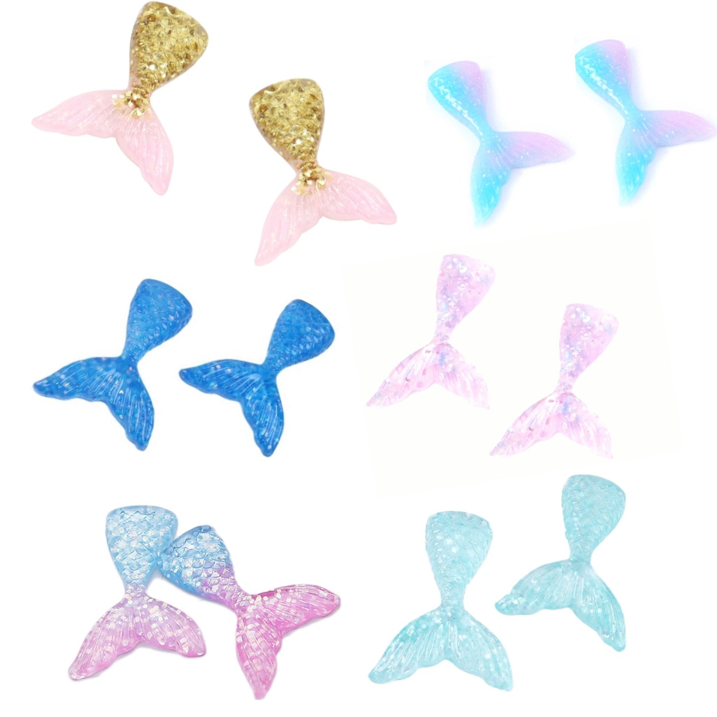 Mermaid tail flat back Embellishments x 6