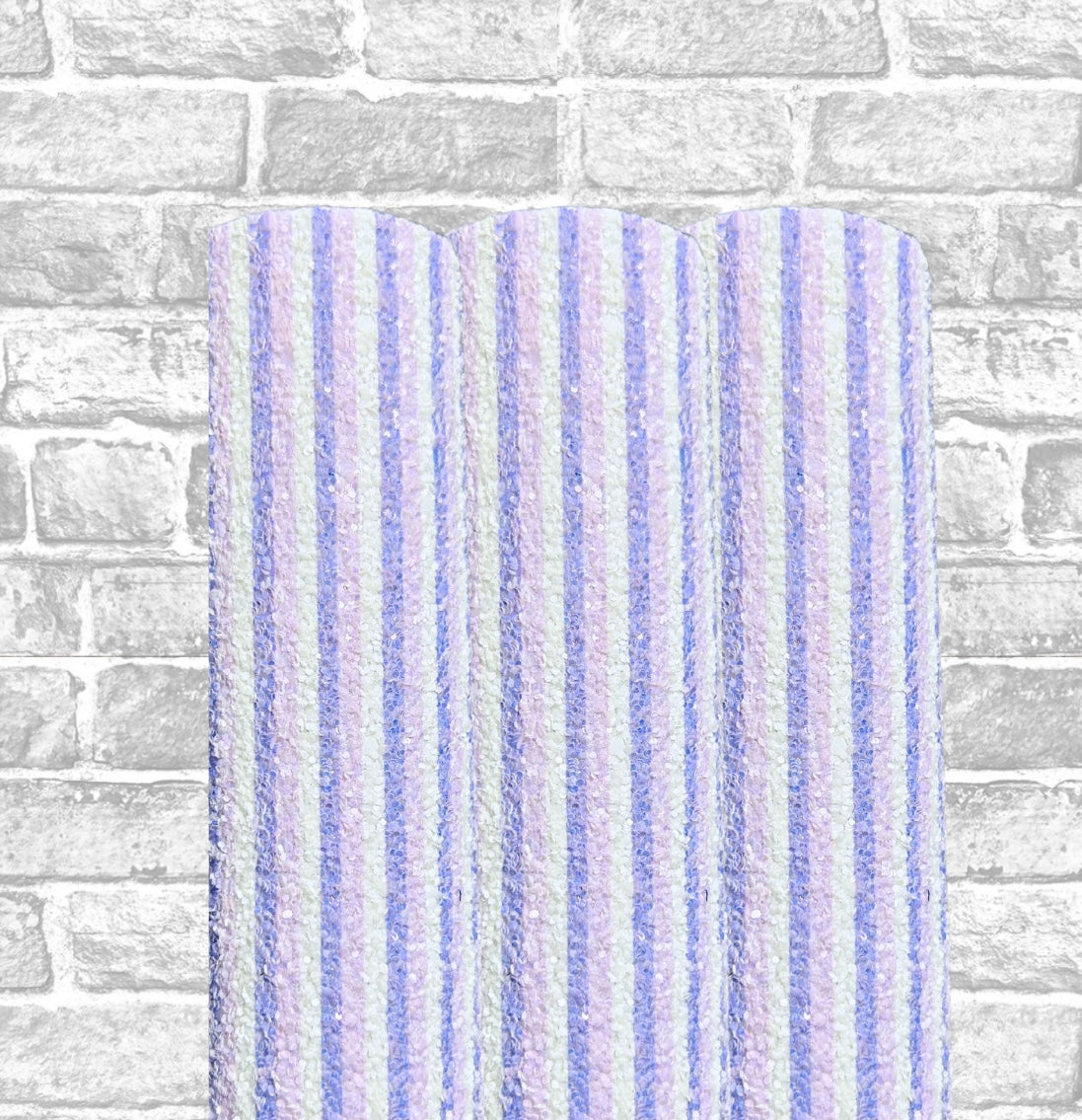 Lilac striped chunky glitter fabric A4