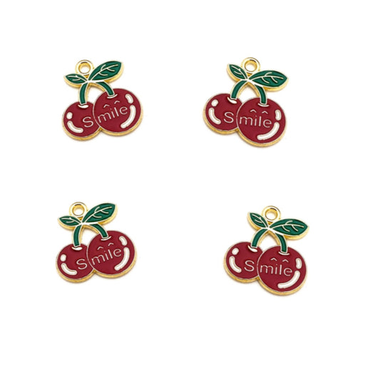 Cherry fruit enamel  charms
