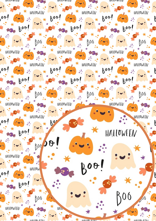 Boo halloween printed premium canvas fabric  fabric