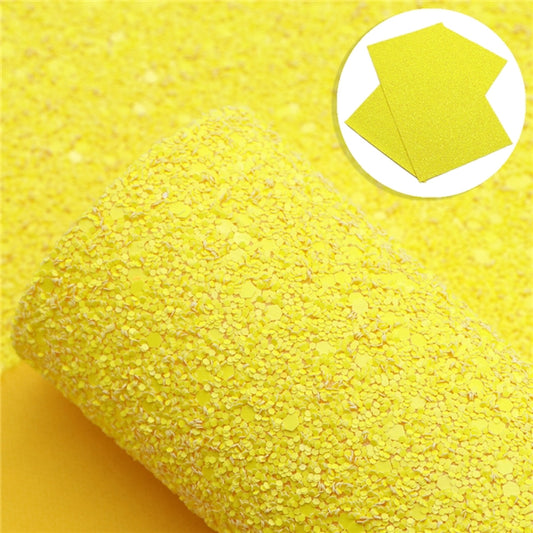 Matte lemon chunky glitter fabric