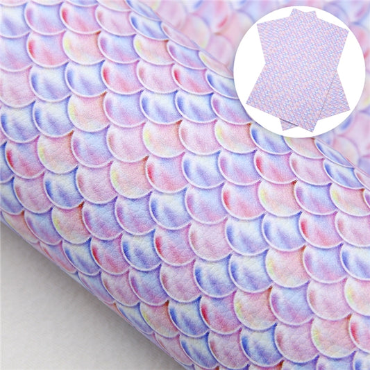 Stunning pastel Mermaid tail patterned leatherette fabric