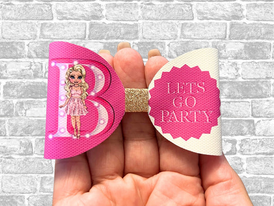 Pink party dolly themed canvas bow loops x 7