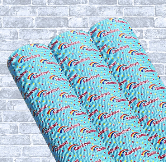 Rainbows patterned leatherette fabric A4