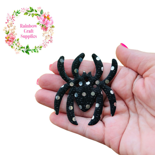 3d black spotty spider appliqué