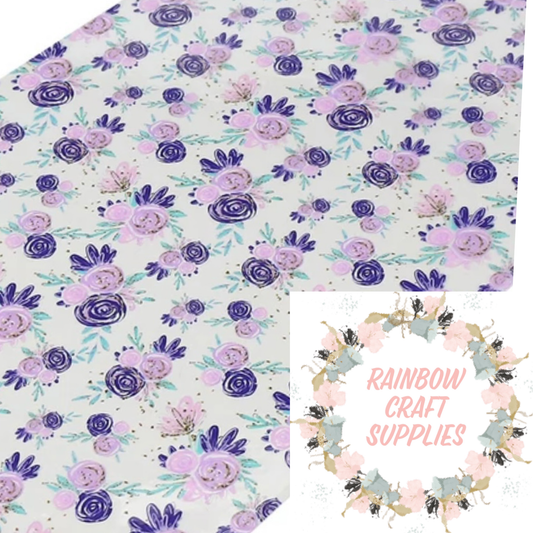 Lilac Floral transparent vinyl patterned fabric