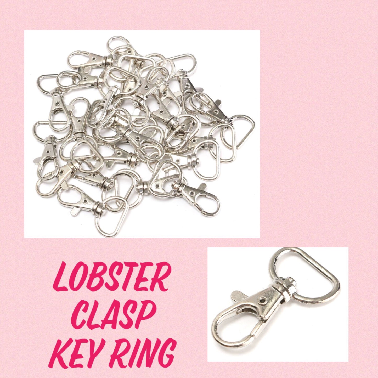 Quality silver lobster swivel key ring x 5