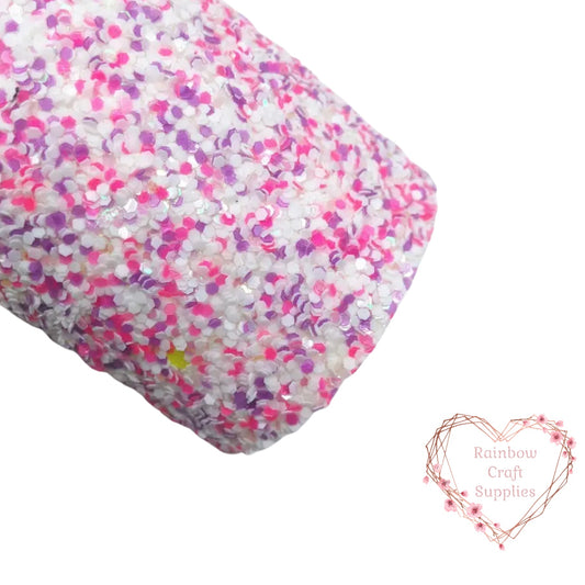 pink sprinkles chunky glitter fabric