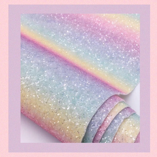 Pastel rainbow ombré chunky glitter fabric A4