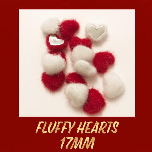 fluffy heart flatbatback Embellishments x 5