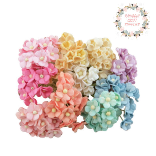 15 mm pastel sweetheart blossom mulberry flowers 10 heads